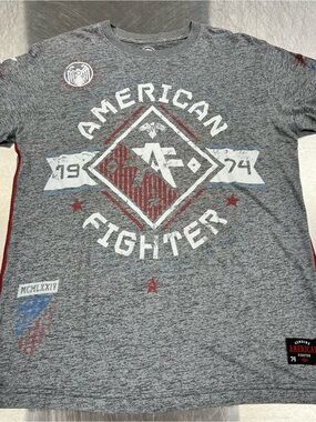 American Fighter Gray & Red Short Sleeve Graphic Tee